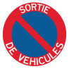Autocollant ou panneau rigide interdiction de stationner sortie véhicules.