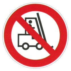 Panneau véhicules de manutention interdit