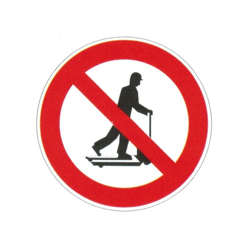 Autocollant ou panneau rigide interdiction de circuler sur un transpalette. Autocollant ou panneau rigide interdiction de circuler sur un transpalette.