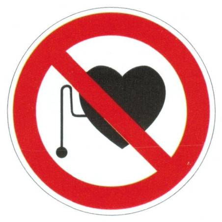Panneau interdiction aux personnes équipé d'un stimulateur cardiaque