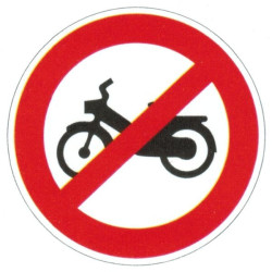 Autocollant ou panneau rigide interdiction aux vélomoteurs.