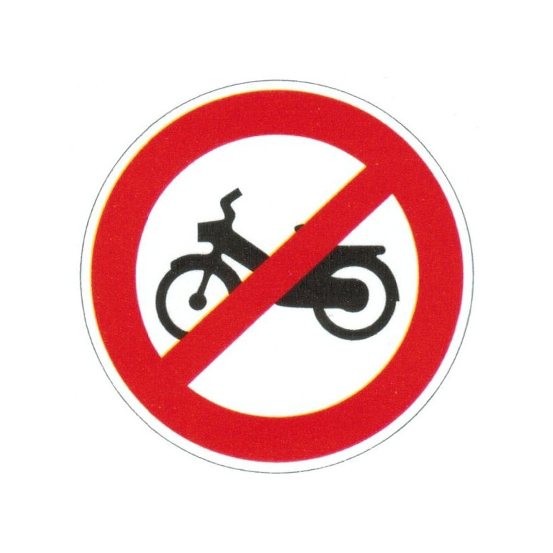 Autocollant ou panneau rigide interdiction aux vélomoteurs. Autocollant ou panneau rigide interdiction aux vélomoteurs.