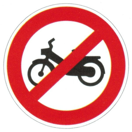 Autocollant ou panneau rigide interdiction aux vélomoteurs.