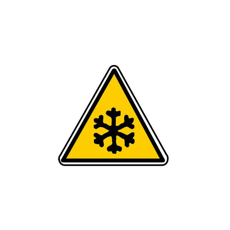 Autocollant ou panneau rigide indiquant un danger, basse température.