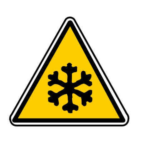 Autocollant ou panneau rigide indiquant un danger, basse température.