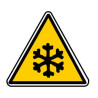 Autocollant ou panneau rigide indiquant un danger, basse température.