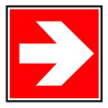 Panneau ou autocollant indiquant de suivre la direction à droite