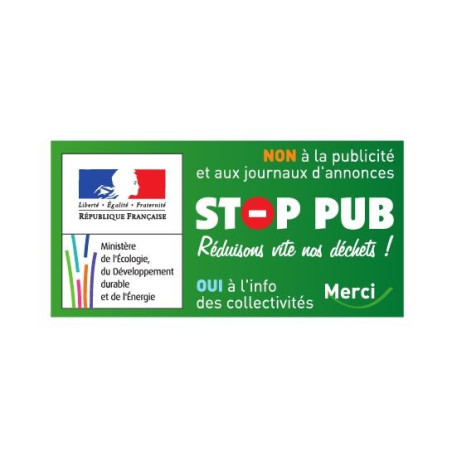 Sticker officiel Stop Pub pour boite à lettre
