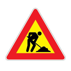 Panneau ou autocollant danger travaux