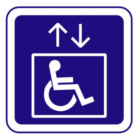 Autocollant ou panneau rigide d’information indiquant un ascenseur pour handicapé