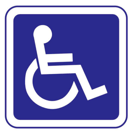 Autocollant ou panneau rigide d’information indiquant un lieux réservé aux handicapés