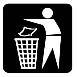 Panneau ou autocollant information indiquant une poubelle
