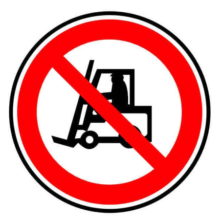 Autocollant ou panneau rigide interdiction d'utiliser un chariot élévateur.