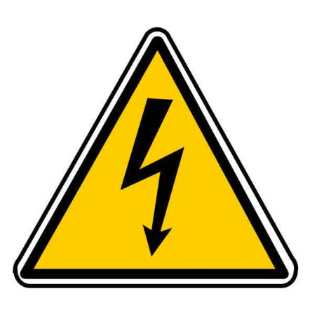 Autocollant ou panneau rigide indiquant un danger, électrique ou électrocution.